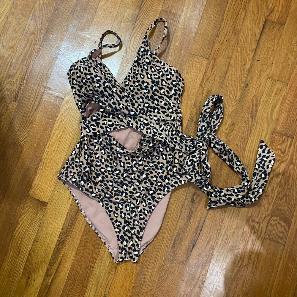 Aerie Leopard Wrap Swimsuit